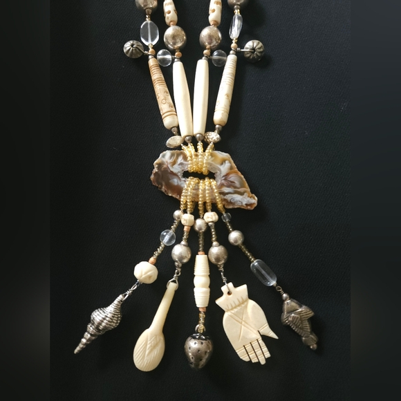 Vintage 'Sea Dreaming' designer beaded Amulet necklace by Maggie Zee - Picture 2 of 6